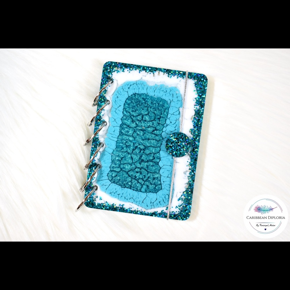 Handmade okinawa blue, white & silver A7 notebook